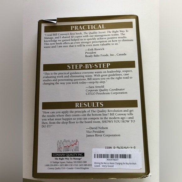 Winning the War on Waste by William Conway Hardback Book - Picture 7 of 7